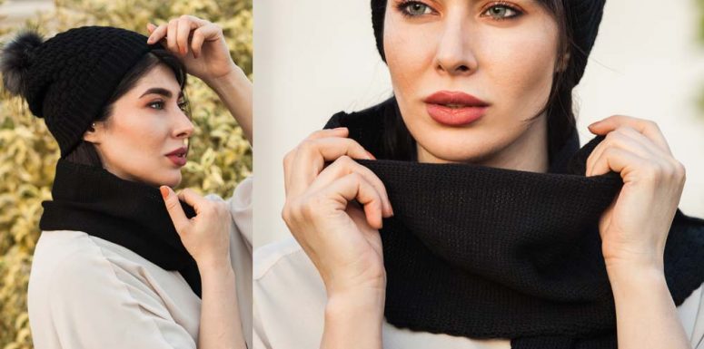 ست کلاه و شال گردن دخترانه Memol مشکی 