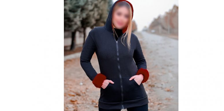 سویشرت زنانه کلاه خز قرمز 