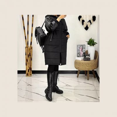 کاپشن آستین چرم زنانه