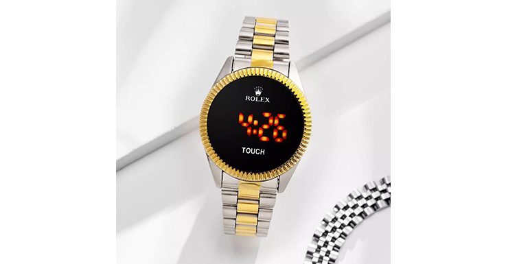 ساعت مچی مردانه دیجیتال Rolex طلایی نقره ای ساعت مچی مردانه دیجیتال Rolex طلایی نقره ای