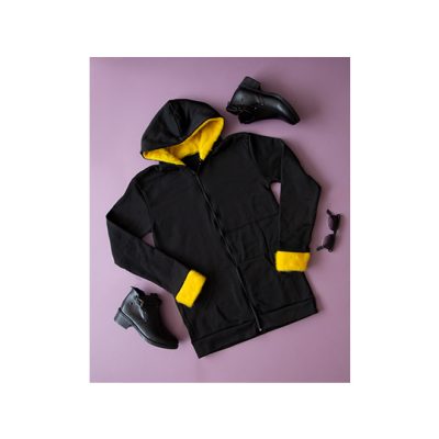 سویشرت زنانه کلاه خز زرد